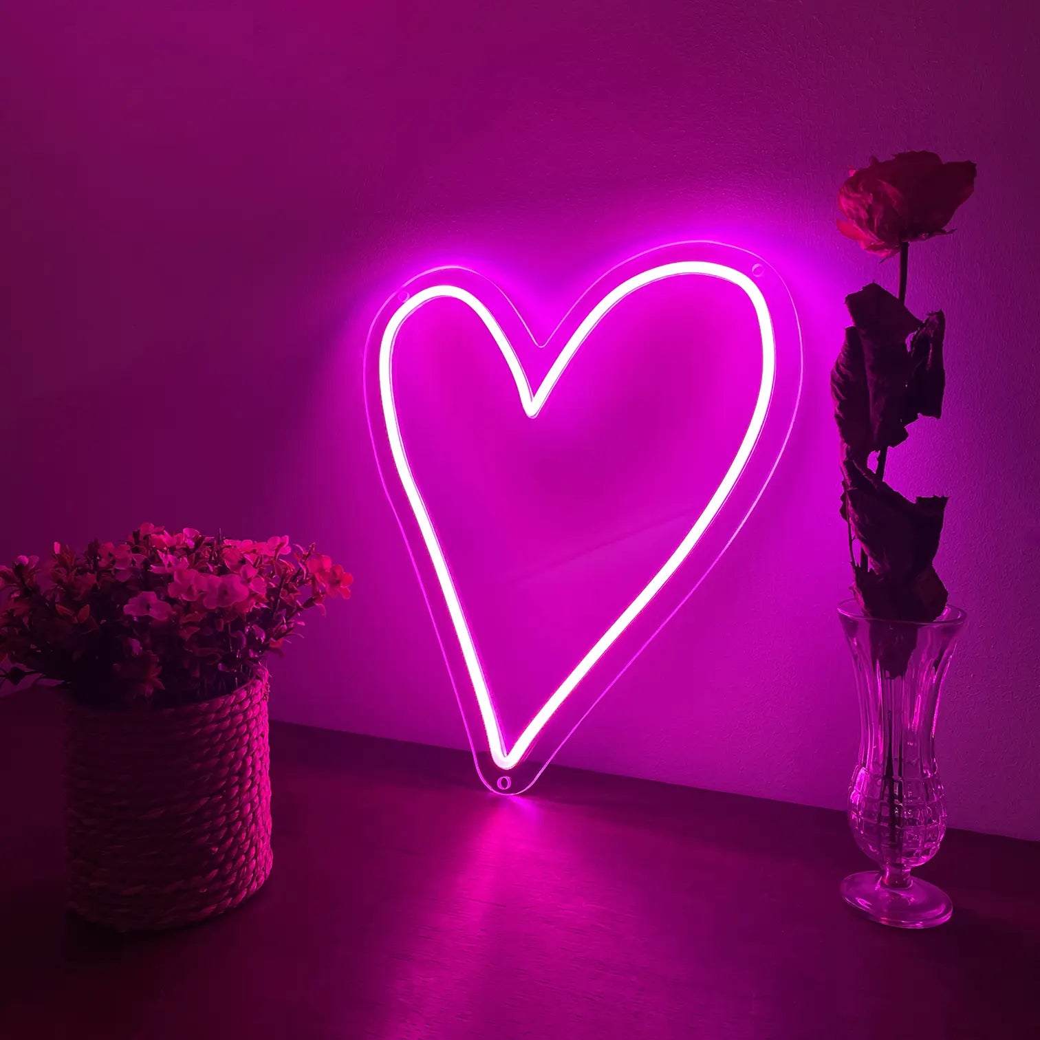 Néon Amour Cœur Rose