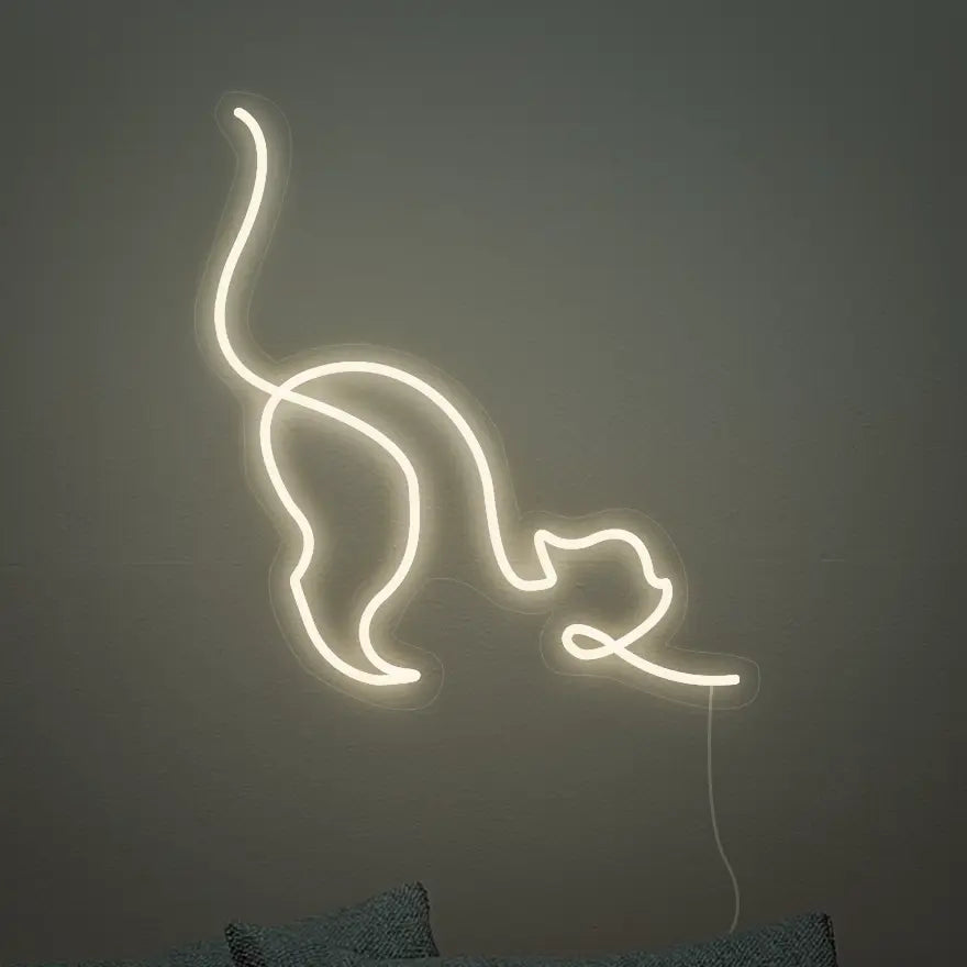 Néon Chat Blanc Chaud