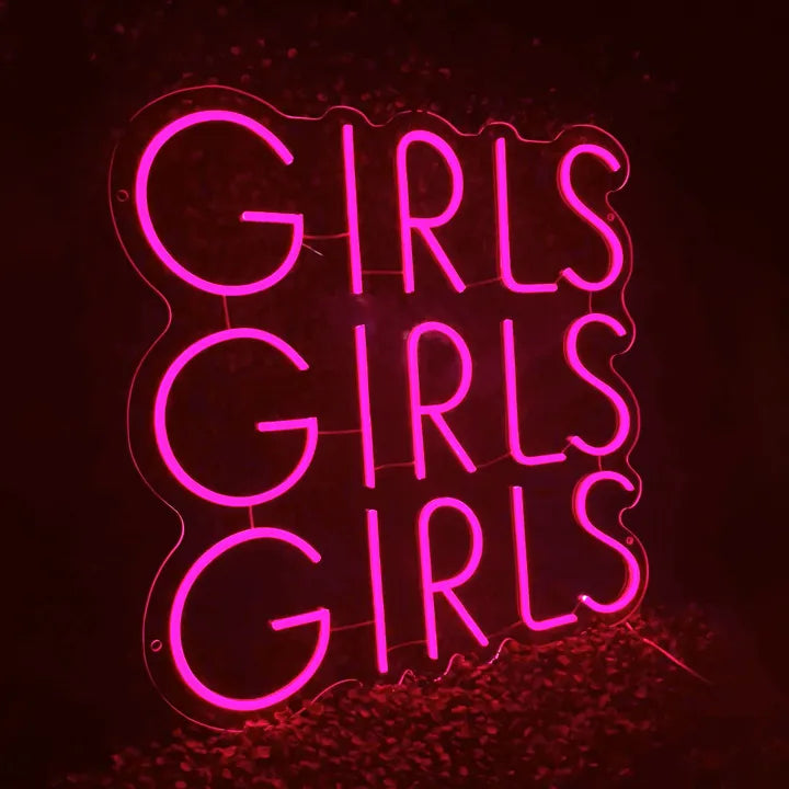 Néon Girls girls girls rose vu de gauche