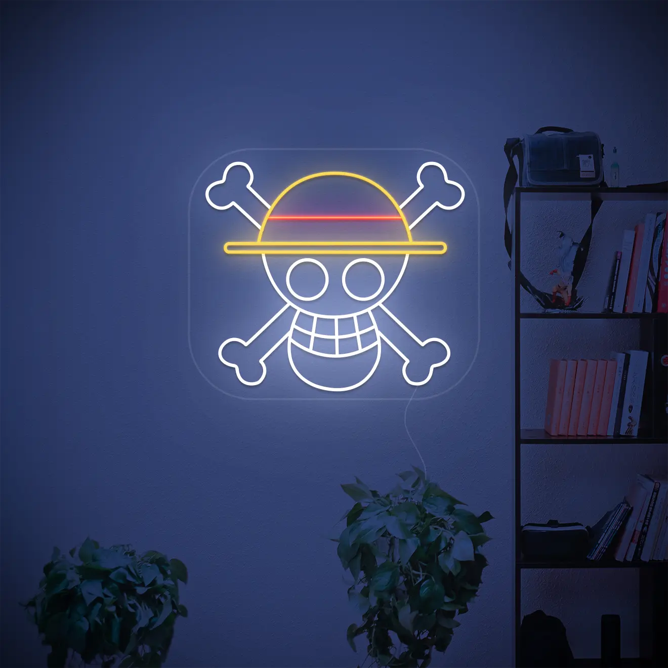 Néon One Piece Luffy dans un bureau