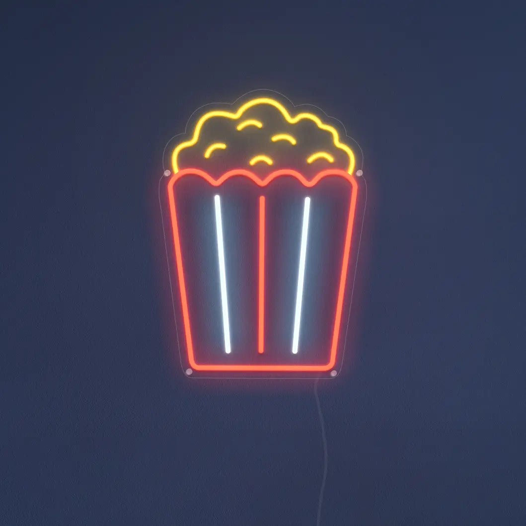 Néon popcorn rouge blanc simulation