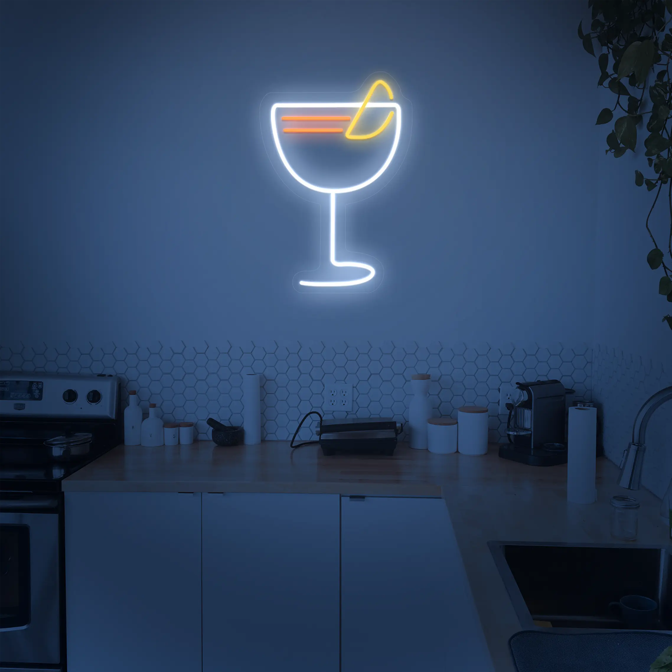 Néon Spritz dans une cuisine