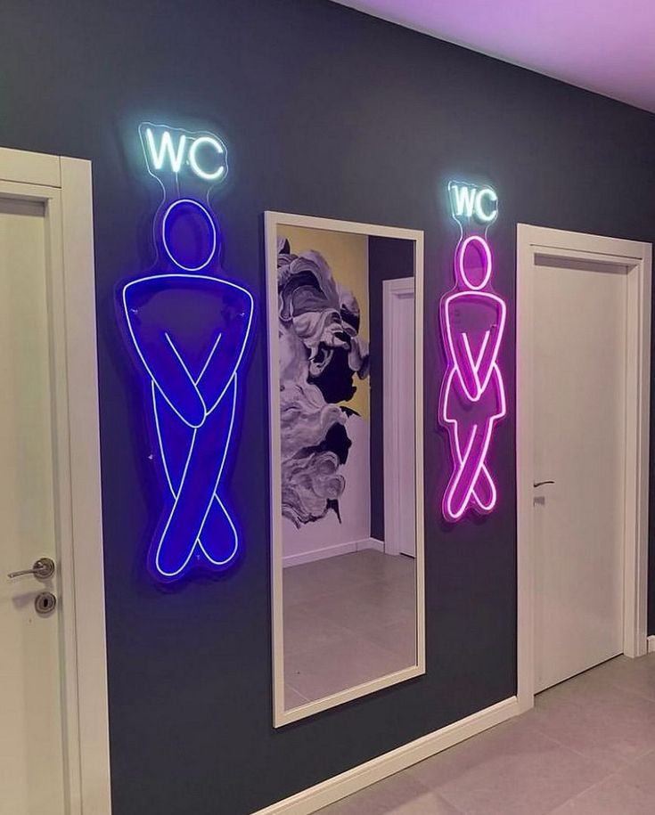 Néon Toilettes homme et femme installé