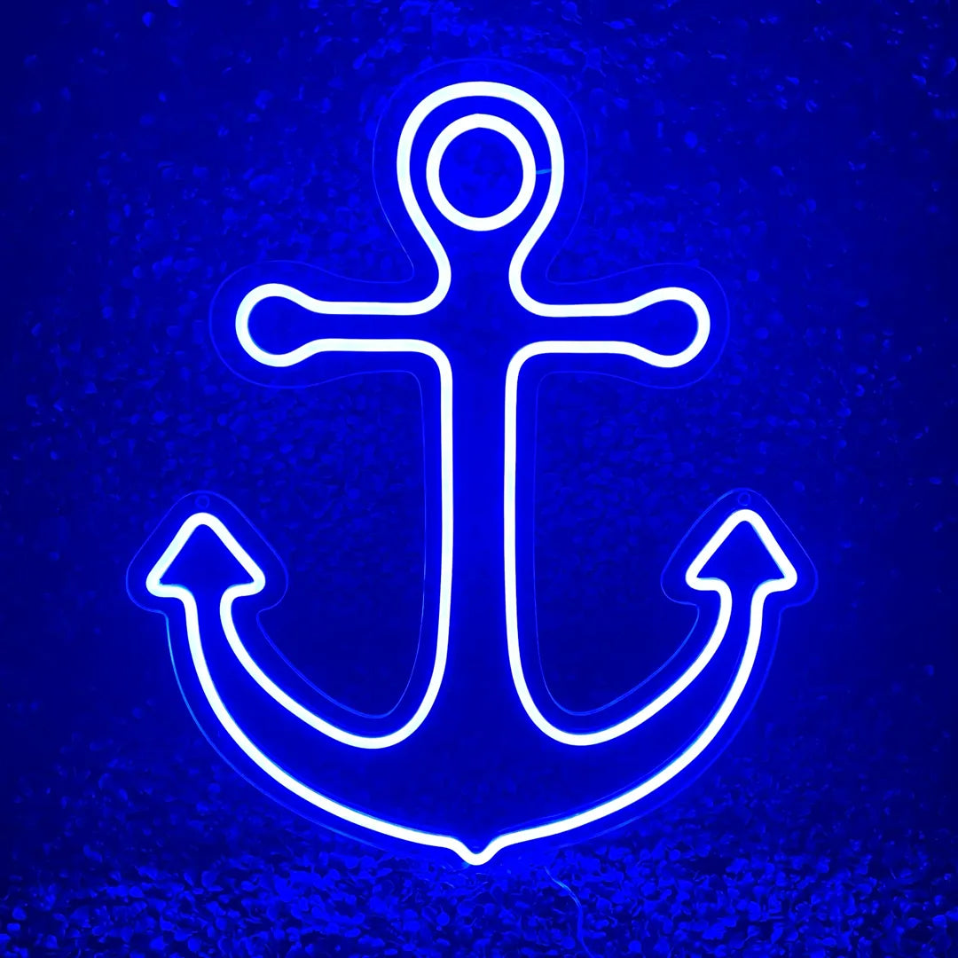 Néon ancre bleu lumineux