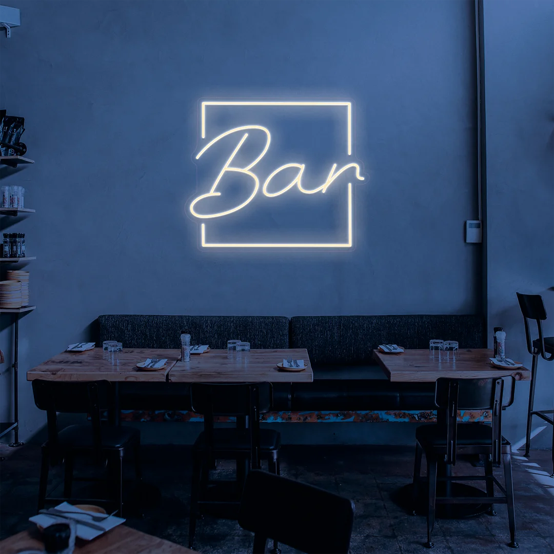 Néon bar carré beige