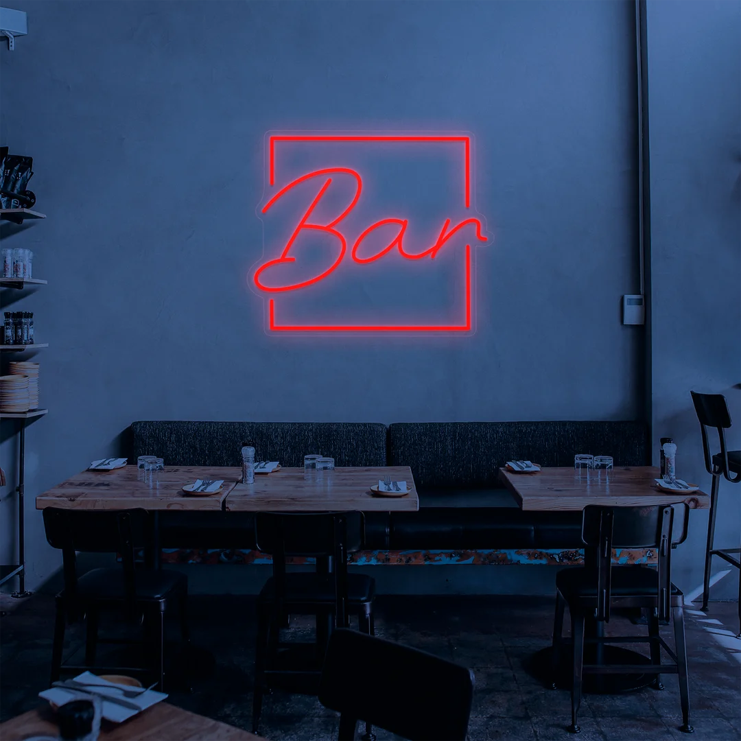 Néon bar carré rouge