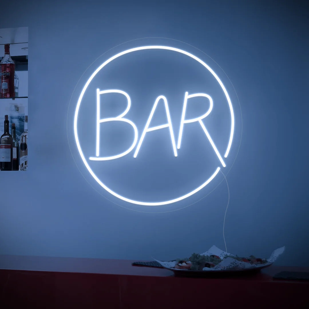 Néon bar rond blanc