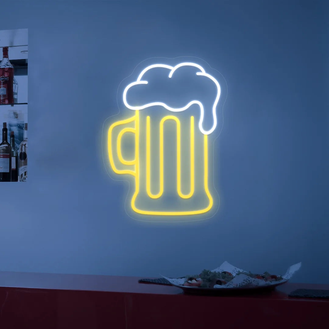 Néon bière jaune pour bar