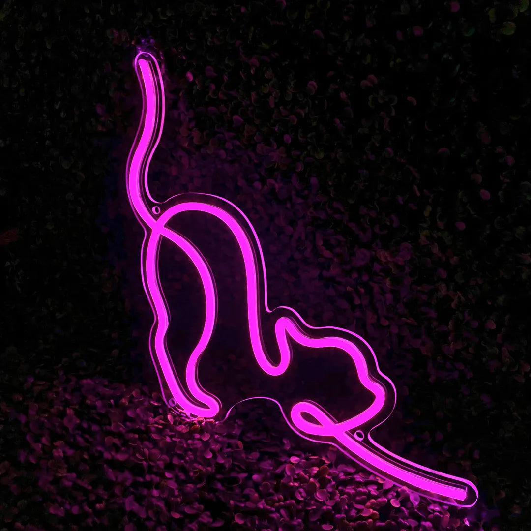 neon chat rose de droite