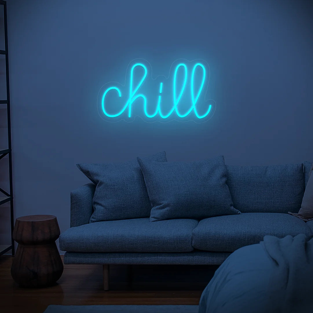 Néon Chill turquoise dans salon