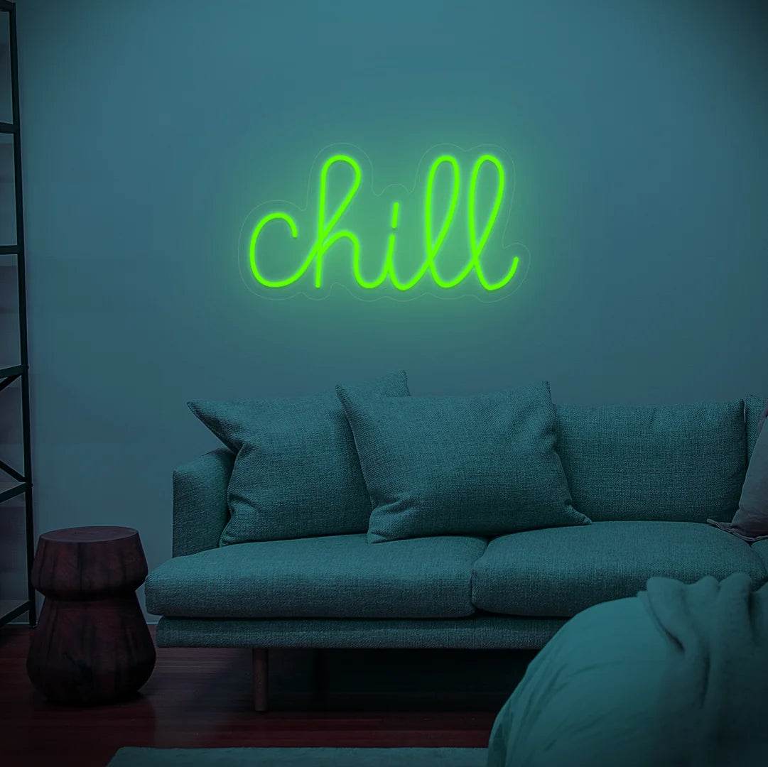 Néon Chill vert dans salon