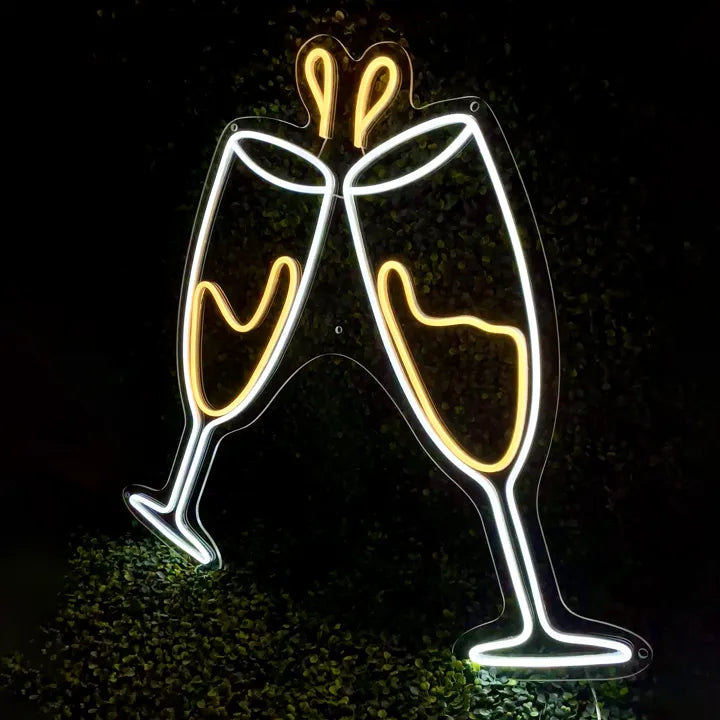 Néon coupes de champagne côté droit