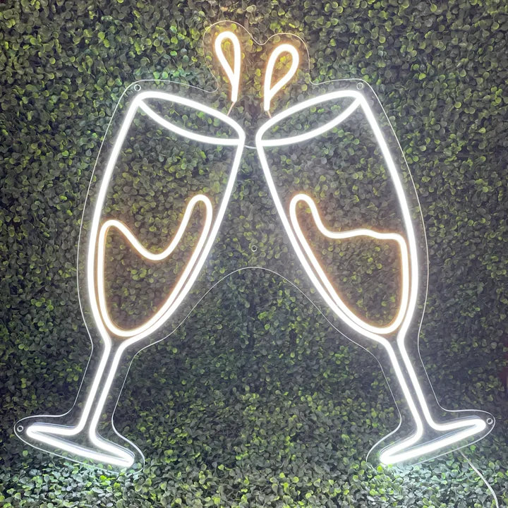 Néon coupes de champagne lumineux