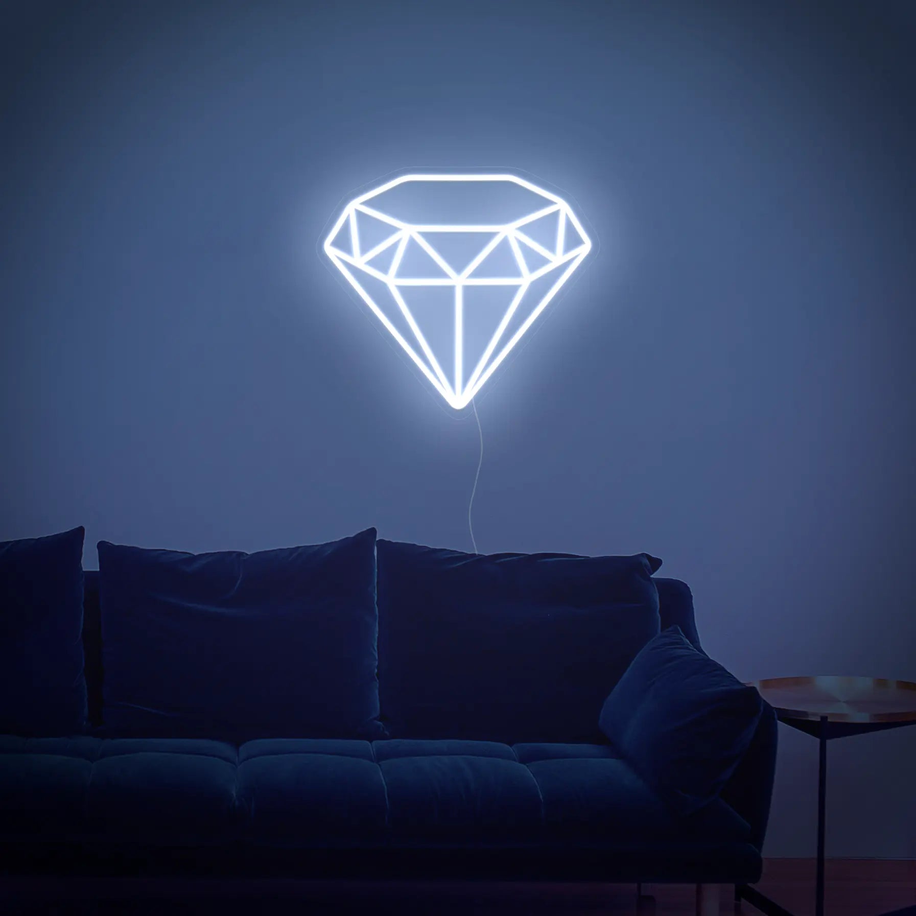 Néon Diamant Blanc dans un salon