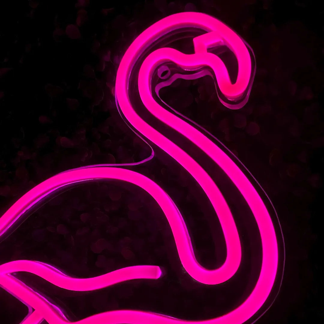 Neon Flamant Rose retro détails