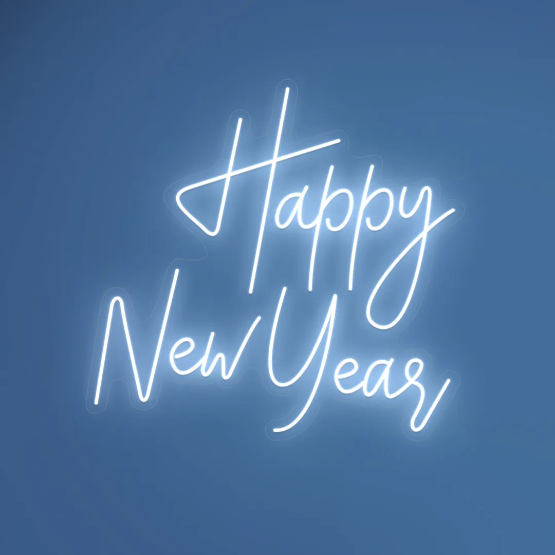 Néon Happy New Year blanc