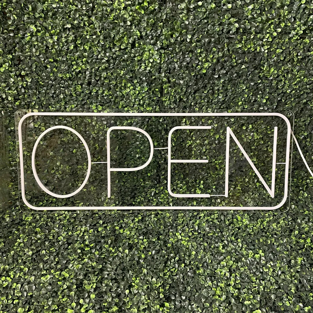 néon open rectangle blanc chaud éteint