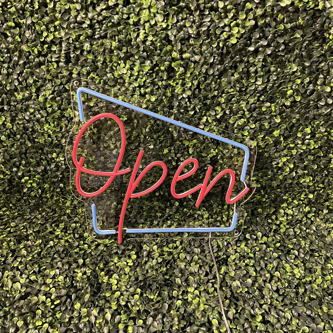Néon Open Rétro Bleu et Rouge éteint