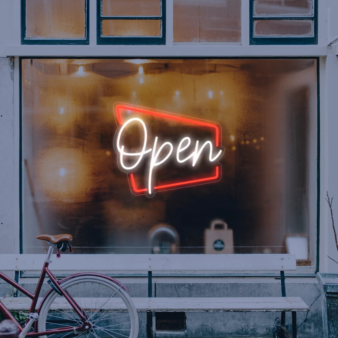 Néon Open Retro Blanc et Rouge