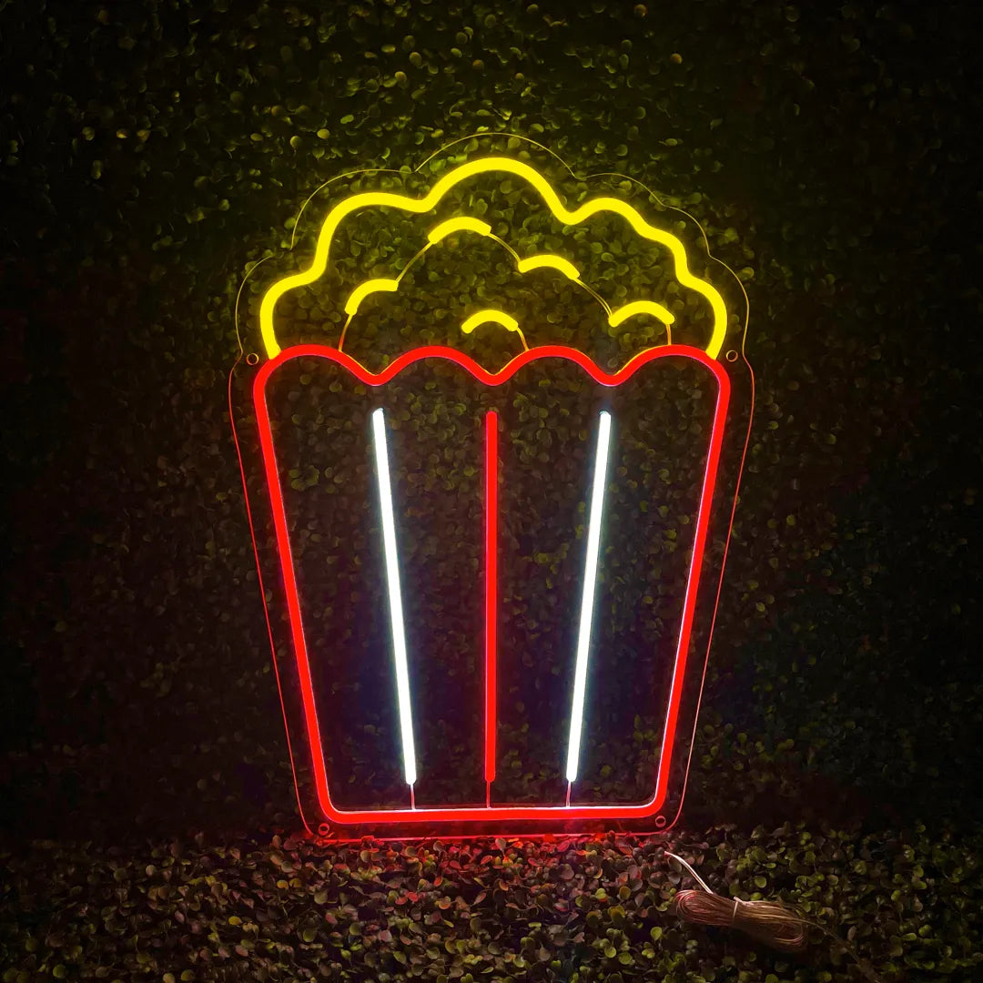 Néon popcorn rouge blanc face