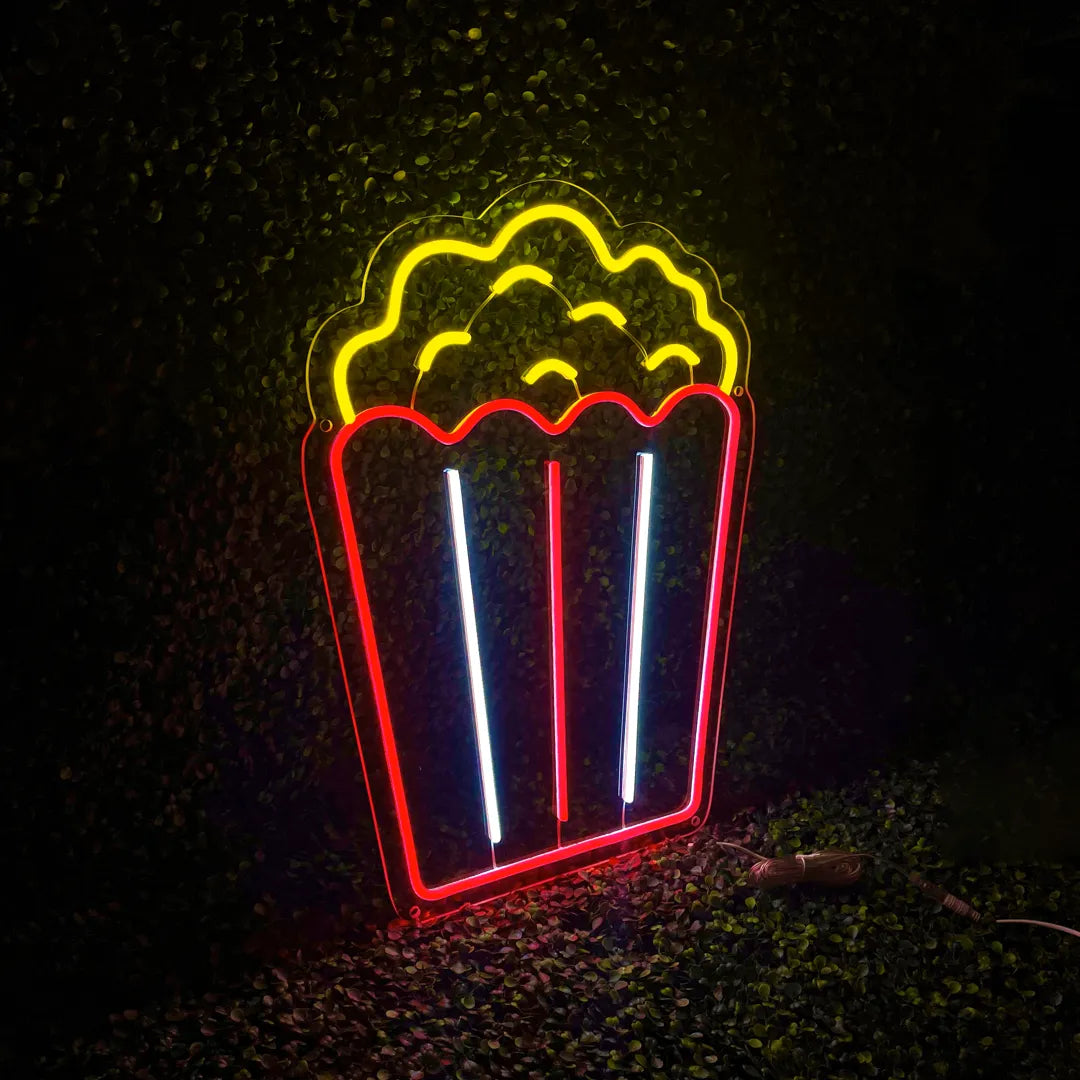 Néon popcorn rouge blanc de gauche