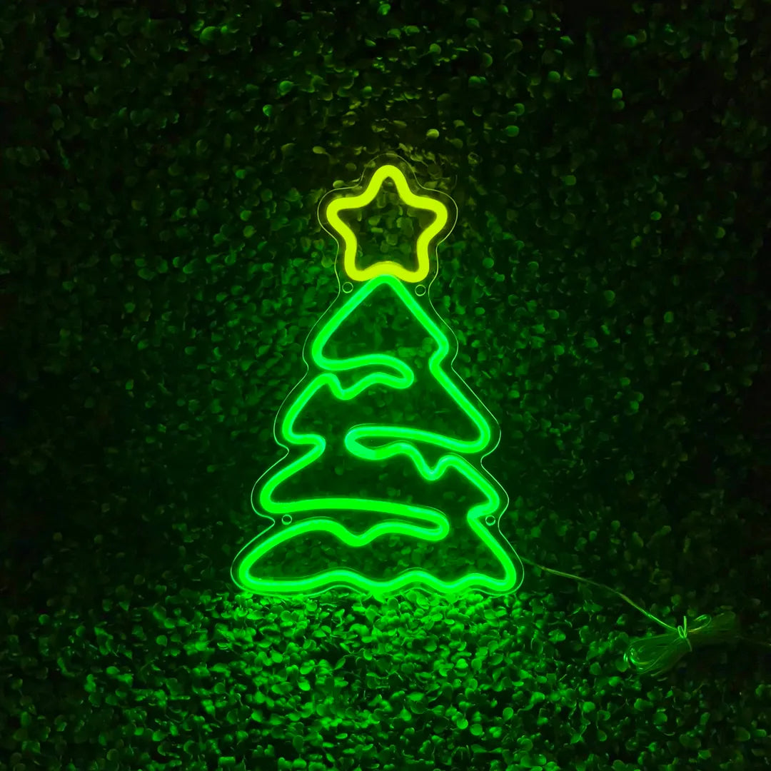 néon sapin de noël de face