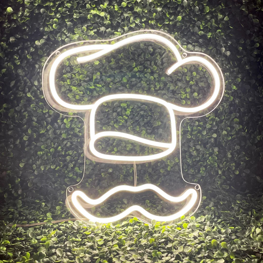 Néon Toque de Chef beige de face lumineux