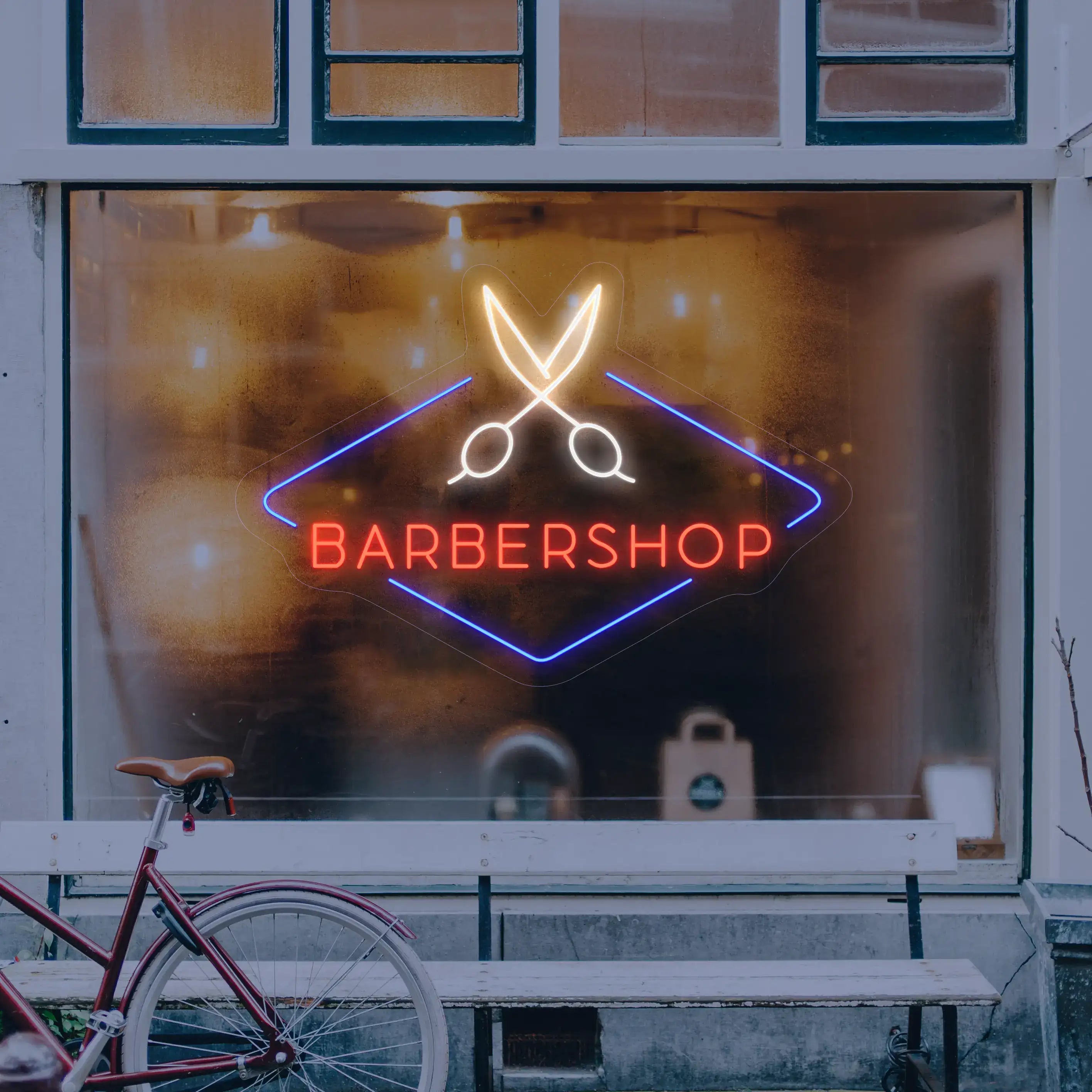 Enseigne Barber Shop Bleu avec ciseau