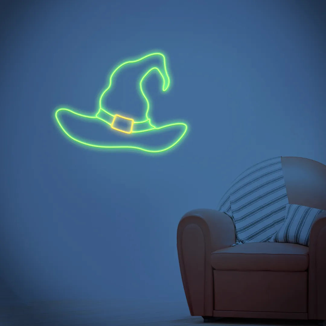 Néon Chapeau Halloween Vert dans salon