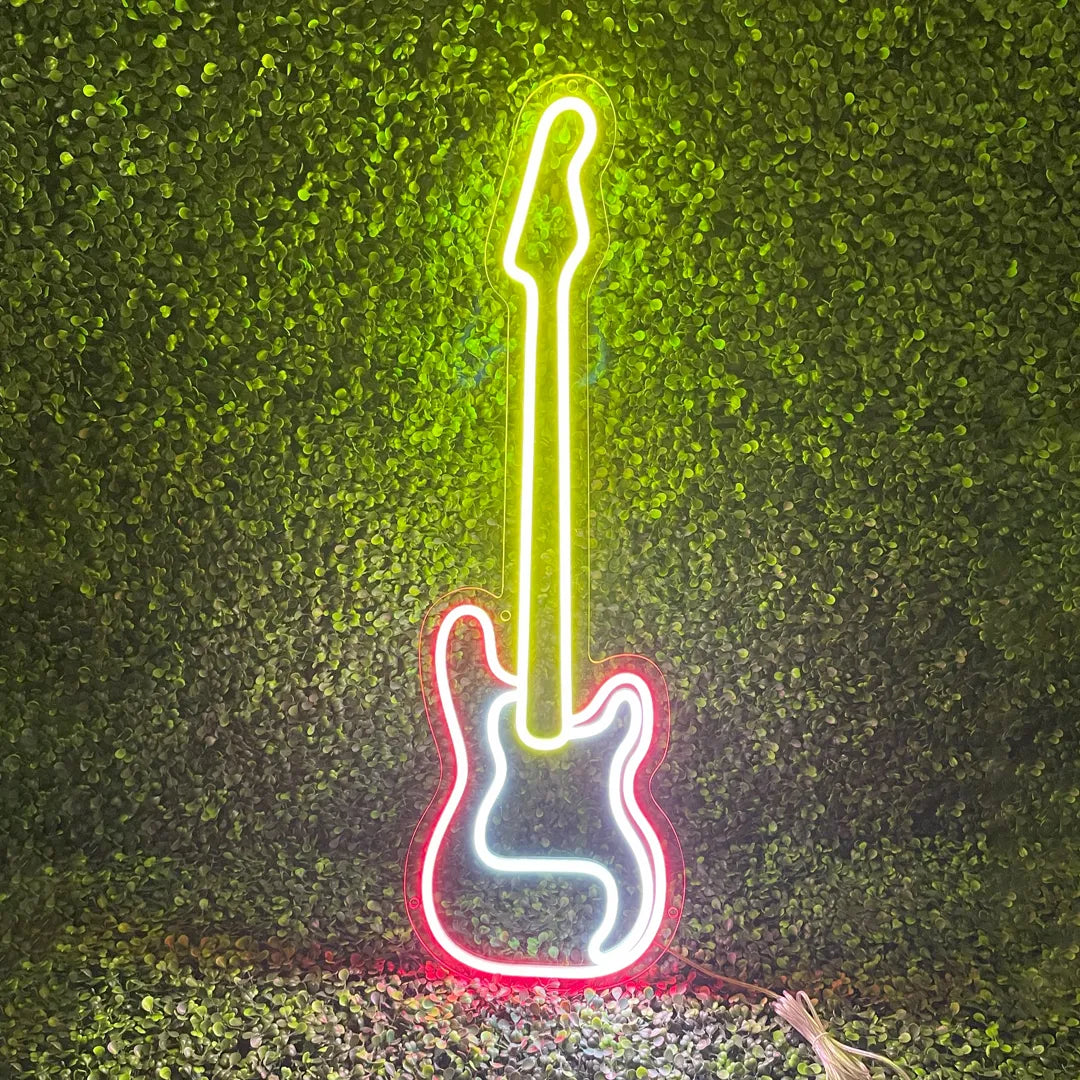 néon guitare électrique rouge déco lumineux