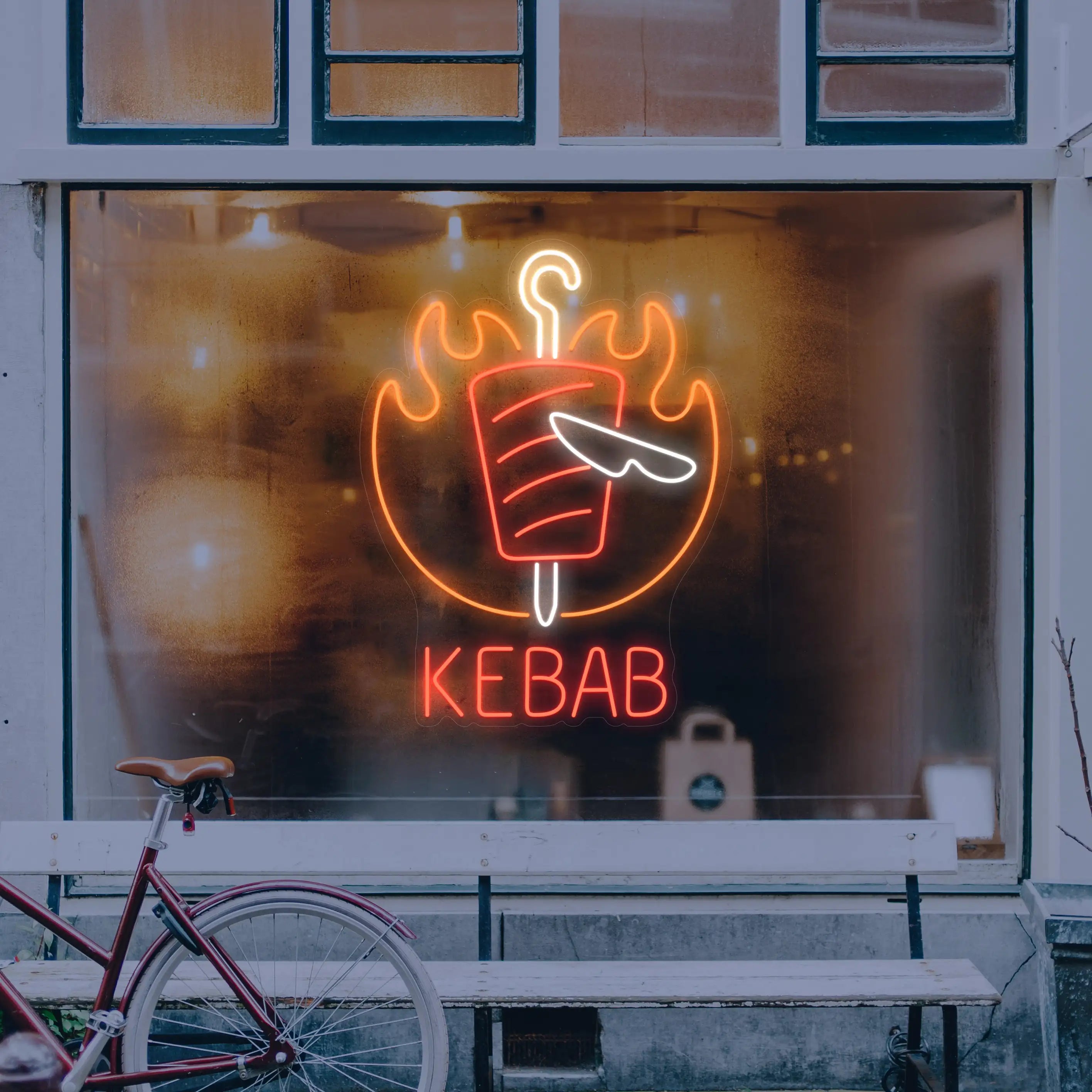 Néon Kebab en Vitrine
