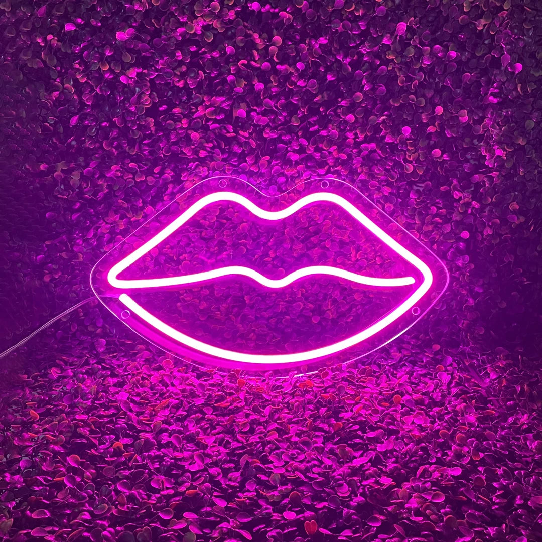 Néon lèvres rose lumineux