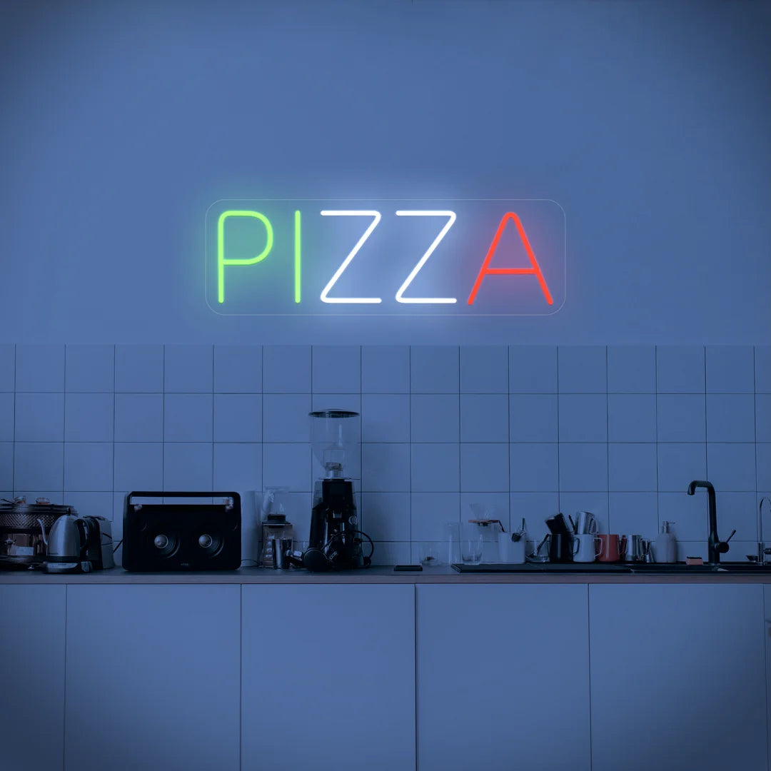 Néon écriture pizza couleur Italie
