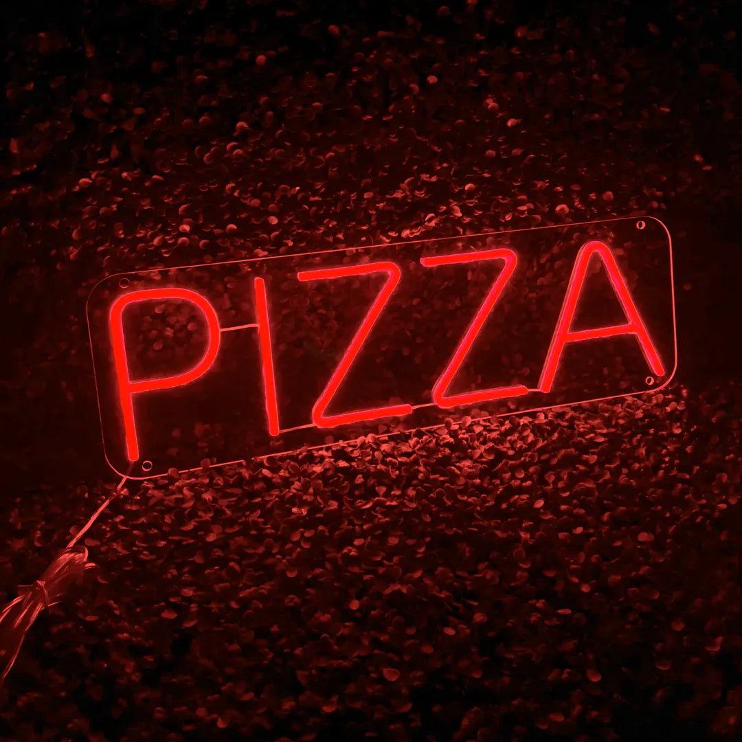 néon écriture pizza rouge