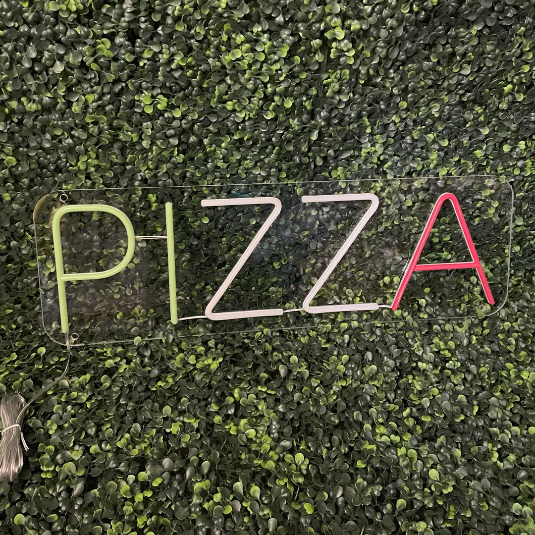 néon écriture pizza éteint