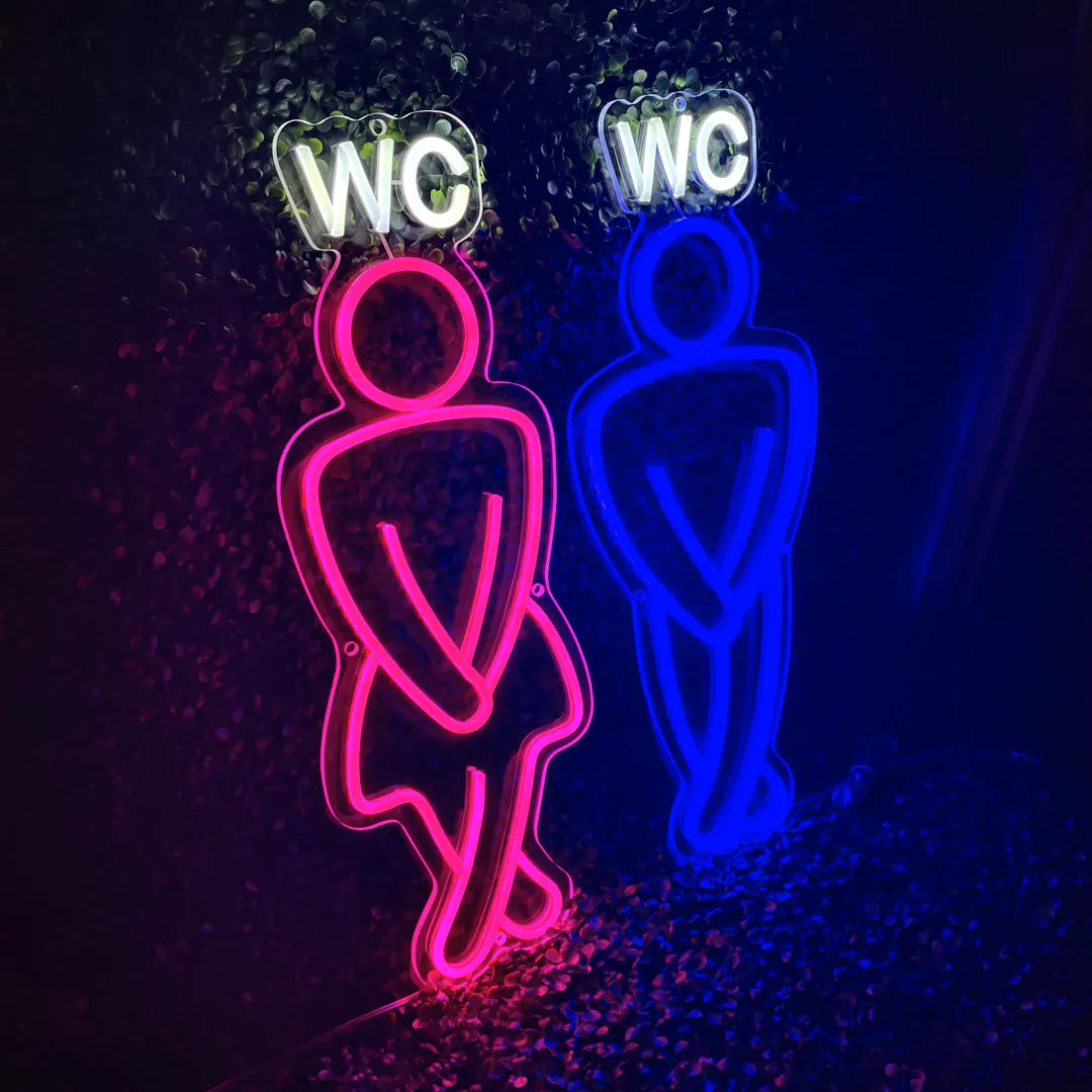 Néon WC Homme et Femme Bleu et rose de côté