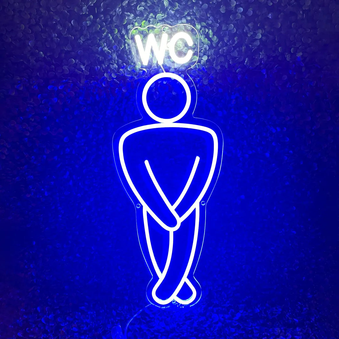 Néon WC Homme Bleu lumineux